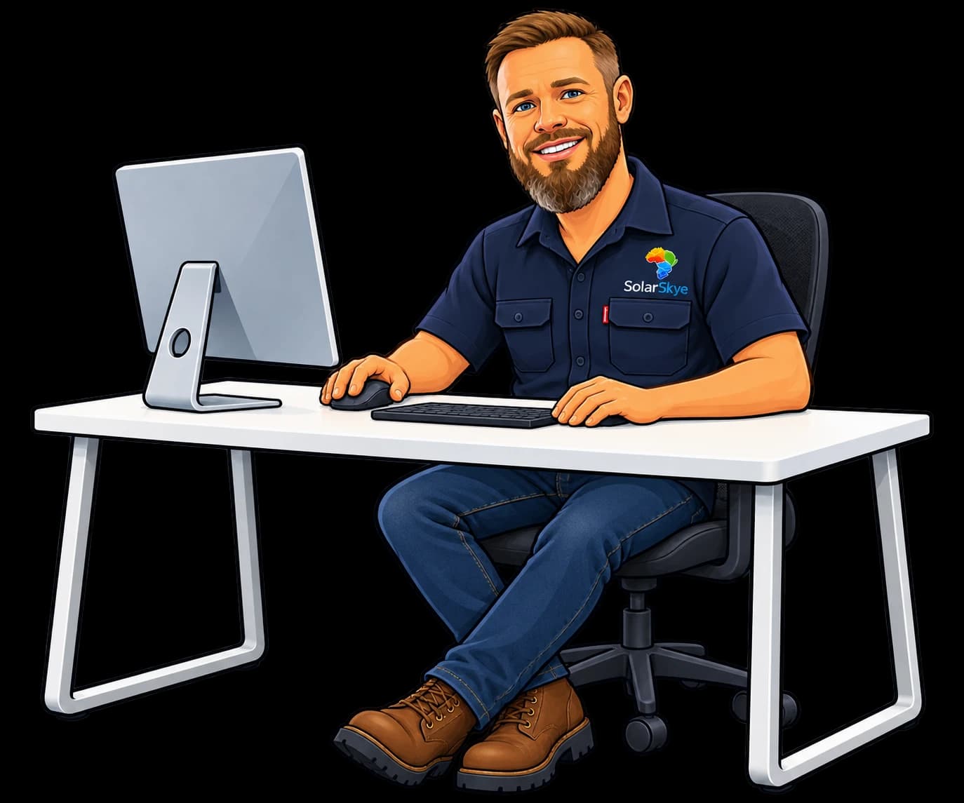 A SolarSkye team member at his desk, ready to start your consult